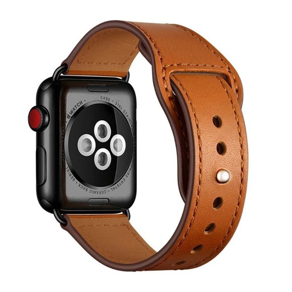 NEW Brown Genuine Leather For Apple Watch - Picture 5 of 7
